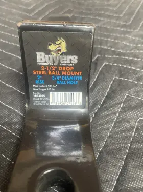 1803105 Buyers Products Steel Ball Mount 2 1/2 Inch Drop Rise 3/4 Diameter Hole