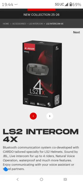 Ls2z800700006 Cardo Ls2 4x Bluetooth Helmet Intercom Headset Made For Helmets