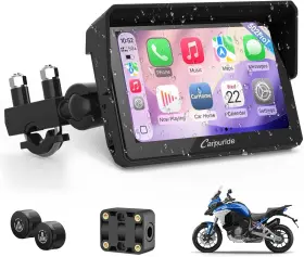 B0dj8frch1 Carpuride W502tpro For Motorcycle Tpms Dual Bt 5 Inch Wprf Gps Nv Scrn Music Sharing Intercom