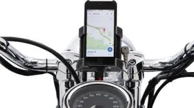50212 Ciro Phone/gps Bar Mount With Charger Chrome Mounting Clamp