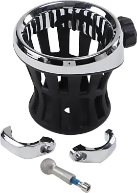 50414 Ciro - Drink Holder 1-1/4 Inch Handlebar Mount Chrome/chrome Clamp