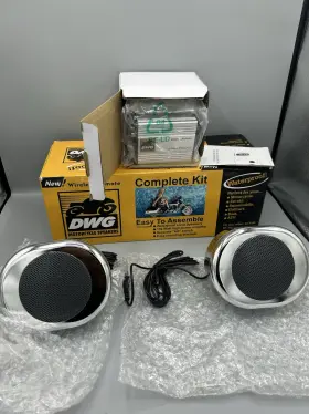 76000548a Dwg Speaker Works Chrome Water Proof Audio Stereo System For Motorcycle
