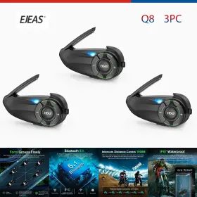 Ejeas-q8 Ejeas 3pc Q8 Motorcycle Helmet Intercom Bluetooth With Mesh Group Music Share 6 Rider