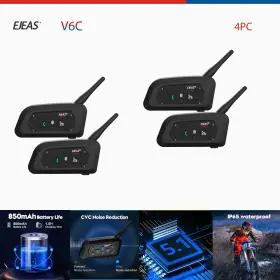 Ejeas-v6c Ejeas V6c Professional Football Referee Bluetooth Intercom W Right Earpiece 4x