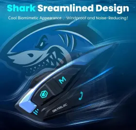 B0cj9dtxq8 Gearelec Motorcycle Bt Headset Deep Bass-resonance Biomimetic Shark 8 Rider 2000m Up New