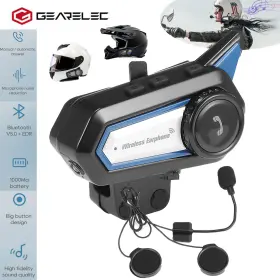 Bt31 Gearelec Motorcycle Helmet Headset Wireless Bluetooth Headphone Hifi Music 1000mah Speake