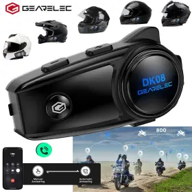 Dk08 Gearelec Motorcycle Helmet Intercom 6-rider 800m Wireless Headset Fm Radio Music Share Us