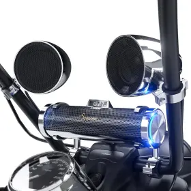 B0d82nkb4j Gohawk Waterproof Motorcycle Soundbar 600w 8-speaker Bt Stereo Music System Aluminum Bu