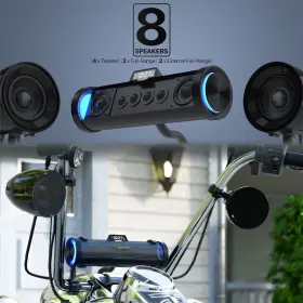Innoevo-mp222 Gohawk Waterproof Bluetooth Motorcycle Stereo 8 Speakers Mp3 Audio Music System Radio