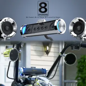 Innoevo-mp223 Gohawk Waterproof Bluetooth Motorcycle Stereo 8 Speaker Soundbar Audio System Usb Radio