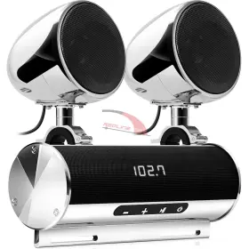 Mp176 Gohawk Waterproof Motorcycle Stereo 4 Speakers Audio System Bluetooth Amp Radio Chrome