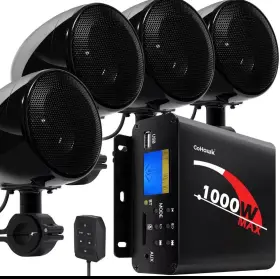 1000w Gohawk Mp196 Amp Waterproof Bluetooth Motorcycle Atv Stereo 4-ch Speakers Audio System