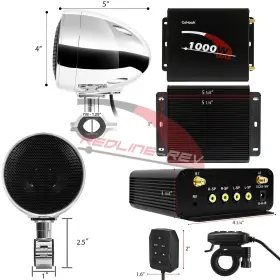 1000w Gohawk Mp197 Refurb Waterproof Bluetooth Motorcycle Audio Stereo Speakers System Radio