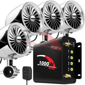 1000w Gohawk Mp199 Refurb Amp Waterproof Bluetooth Motorcycle Stereo Speaker Audio System Atv