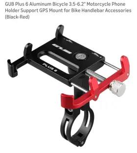 Gun Plus 6 667797740566 Gub Aluminum Bicycle 3.5-6.2 Inch Motorcycle/bike Phone Holder Black/red