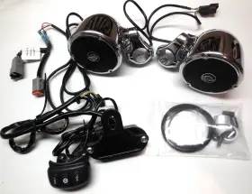 76262-08a Harley-davidson Boom Audio Cruiser Handlebar Mounted Chrome Speaker Pods And Amplifier Kit