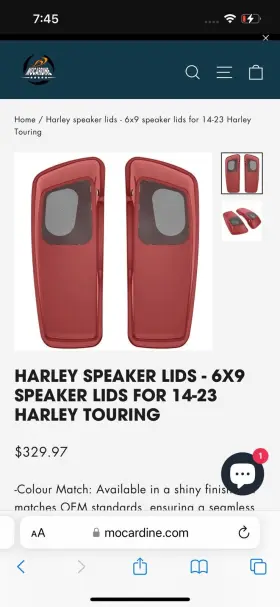 Ft14-ft23 Hogworkz Hw153008 Mocardine Redline Red 6 Inch X 9 Speaker Lids Harley Touring Saddlebag