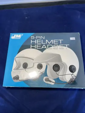 Hs-8134-of J&m 5 Pin Open Face Helmet Headset With 2 Speakers In Stereo Nos Nib