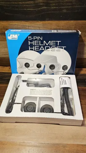 Hs-8154-of J&m 5 Pin Only Open Face 3/4 Stereo Helmet Headset Lot# 801280