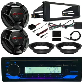 Kdt92mbs-ec1865bm-axswc Jvc-axxess Marine Cd Receiver 2x 6.5 Inch 300w Speakers 98-13 Harley Install Accessories