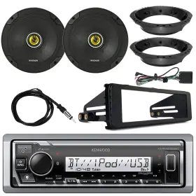 Kenwood-kicker-enrock 604697430654 Single-din Marine Radio With Install Kit 2x 6.75 Inch Speakers Adapters