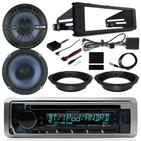 Kenwood-metra-enrock 728120514381 Harley Kit Bluetooth Receiver Marine Speakers Thumb Controls Dash