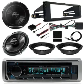 Kenwood-pioneer-metra-enrock 728120514367 98-13 Touring Harley Usb Stereo 6.5 Inch Speakers Thumb Controls Dash Kit