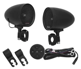 2713 Kuryakyn Road Thunder Speaker Pods With Bluetooth Controller By Mtx Satin Black