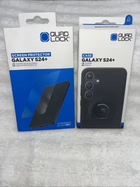 Gs24p Quad Lock - Samsung Galaxy S24 Black Phone Case And 2pk Screen Protectors New