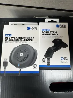 Qla-mot-wch-3 Quad Lock Qlm-fsm-pro/qla-mot-wch-3 Fork Stem Pro And Usb Weatherproof Charger New In Box