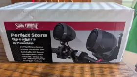 13-109 Show Chrome Powerbass Perfect Storm Speakers For Motorcycles - Brand New