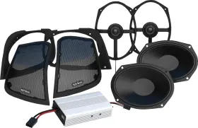 4405-0975 Wild Boar Audio Rear Cut In Saddlebag Lid Speaker Amp Kit 2014-2023 Harley Touring