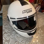 Nolan Motorcycle Helmet Xl Flip Up Face, White, Sena Headset Installed W/ Bag Pre-owned. Price: $200.00.
