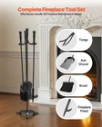 Vevor Fireplace Tool Set, 4 Pcs Holder With Three-prong Stand, New. Price: $40.59.