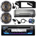 Jvc Cd Receiver, 2X 5.25" Speakers, Harley Handlebar + Install Kit, Accessories New. Price: $430.49.