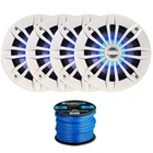 4 X Enrock EMLED265W 6.5" 2-WAY 180W Speakers (white) W/ Blue Leds, Wire New. Price: $144.99.